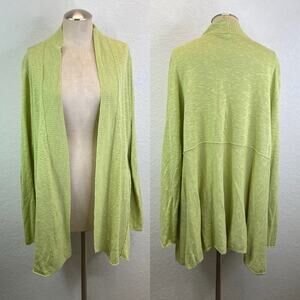 Eileen Fisher Woman Green Cardigan Size 2X Linen & Cotton, Bohemian Style, Fresh